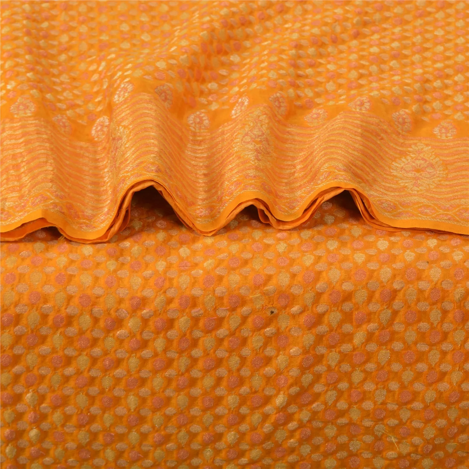 Sanskriti Vintage Yellow Indian Sarees Pure Silk Woven Premium Sari Fabric