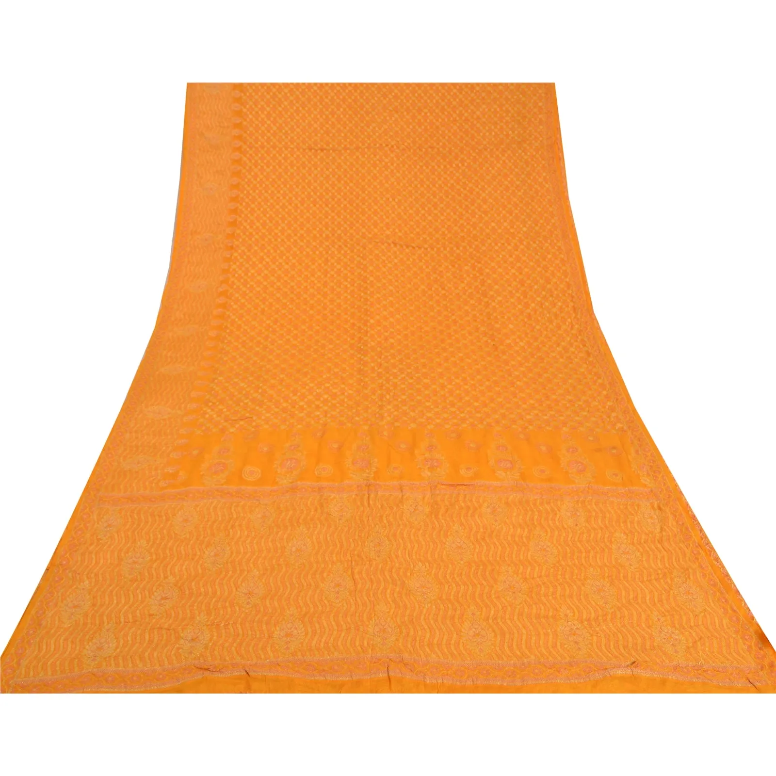 Sanskriti Vintage Yellow Indian Sarees Pure Silk Woven Premium Sari Fabric