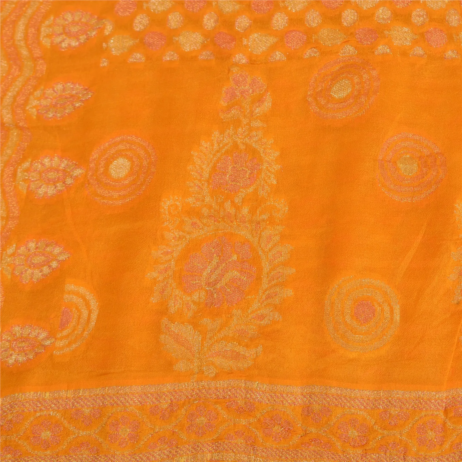 Sanskriti Vintage Yellow Indian Sarees Pure Silk Woven Premium Sari Fabric