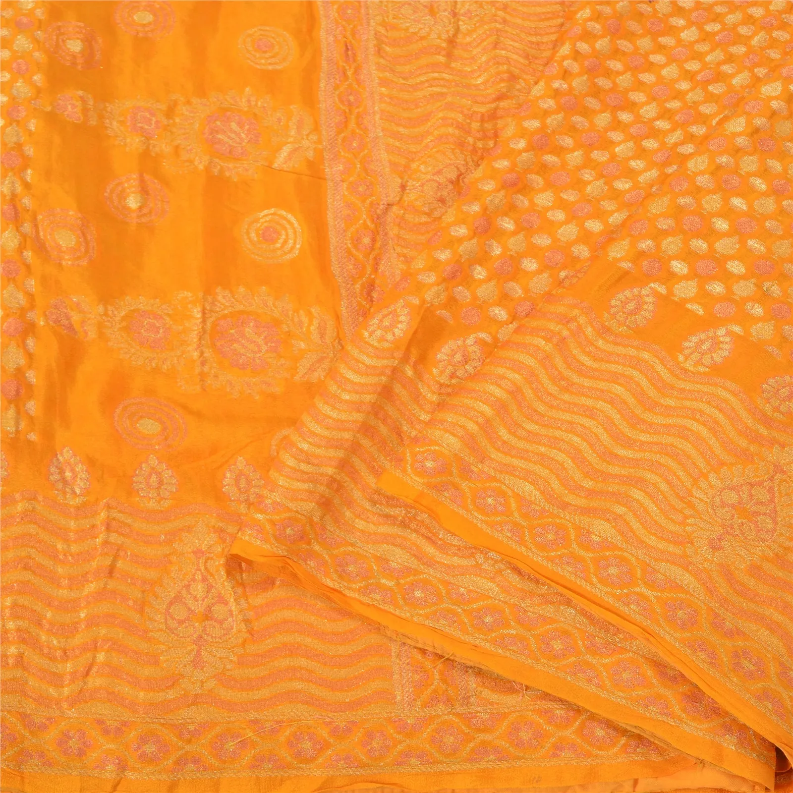 Sanskriti Vintage Yellow Indian Sarees Pure Silk Woven Premium Sari Fabric