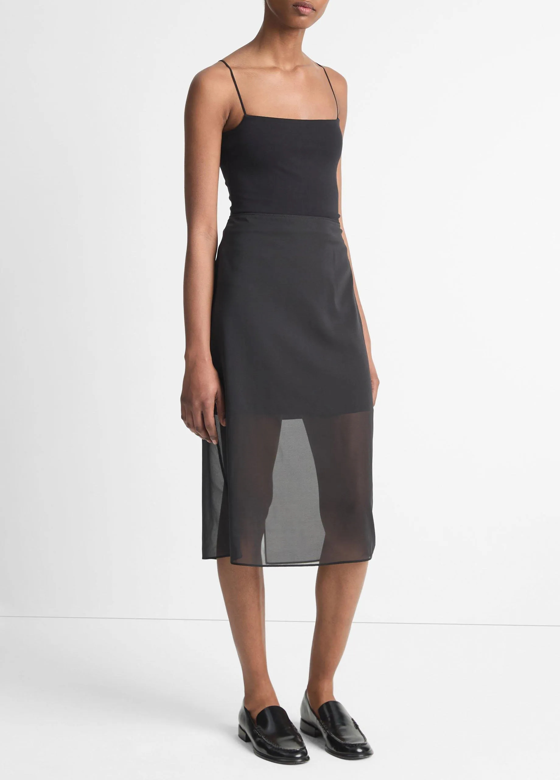 Sheer Stretch-Silk Overlay Skirt