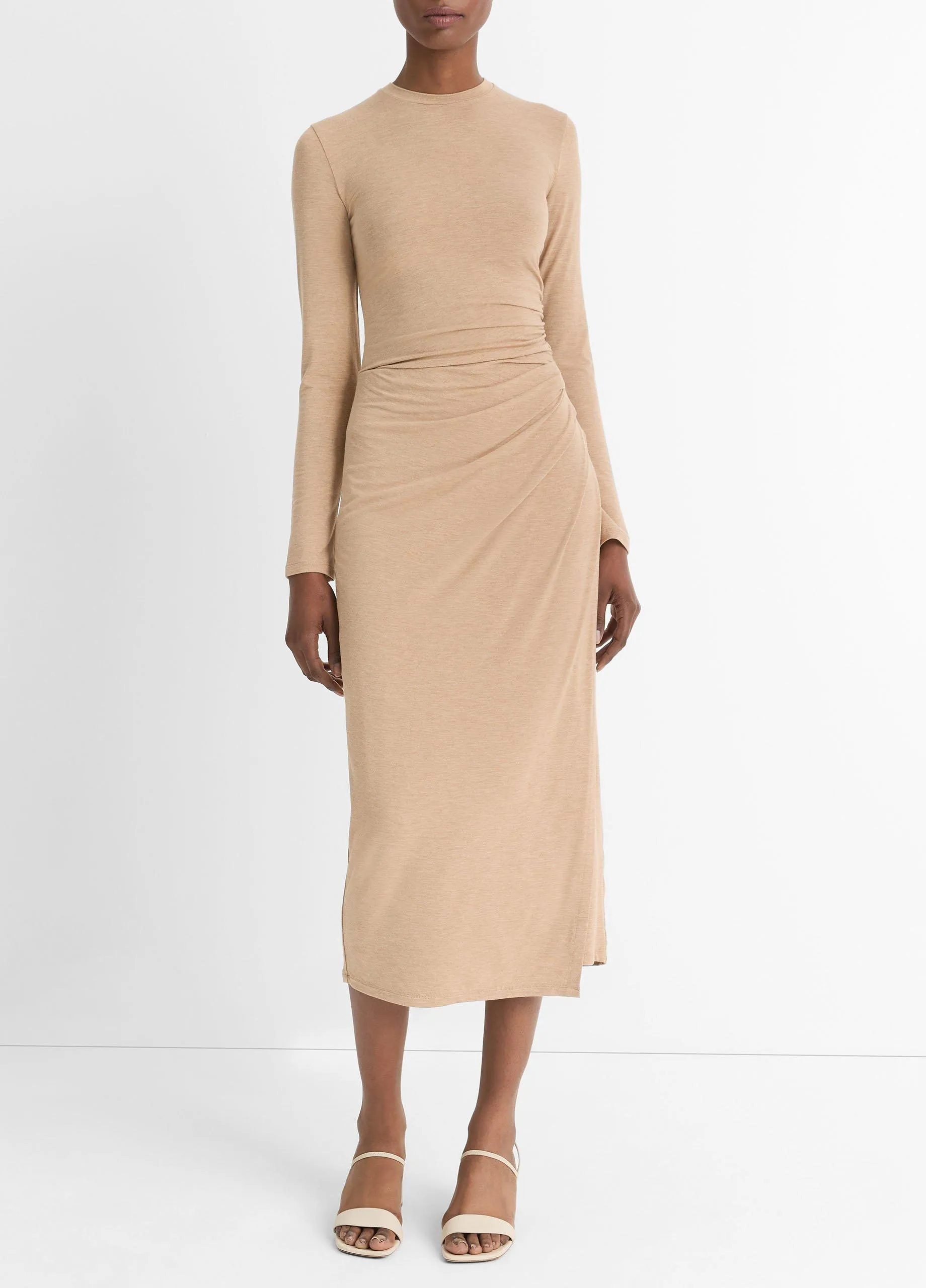 Side-Drape Jersey Midi Skirt