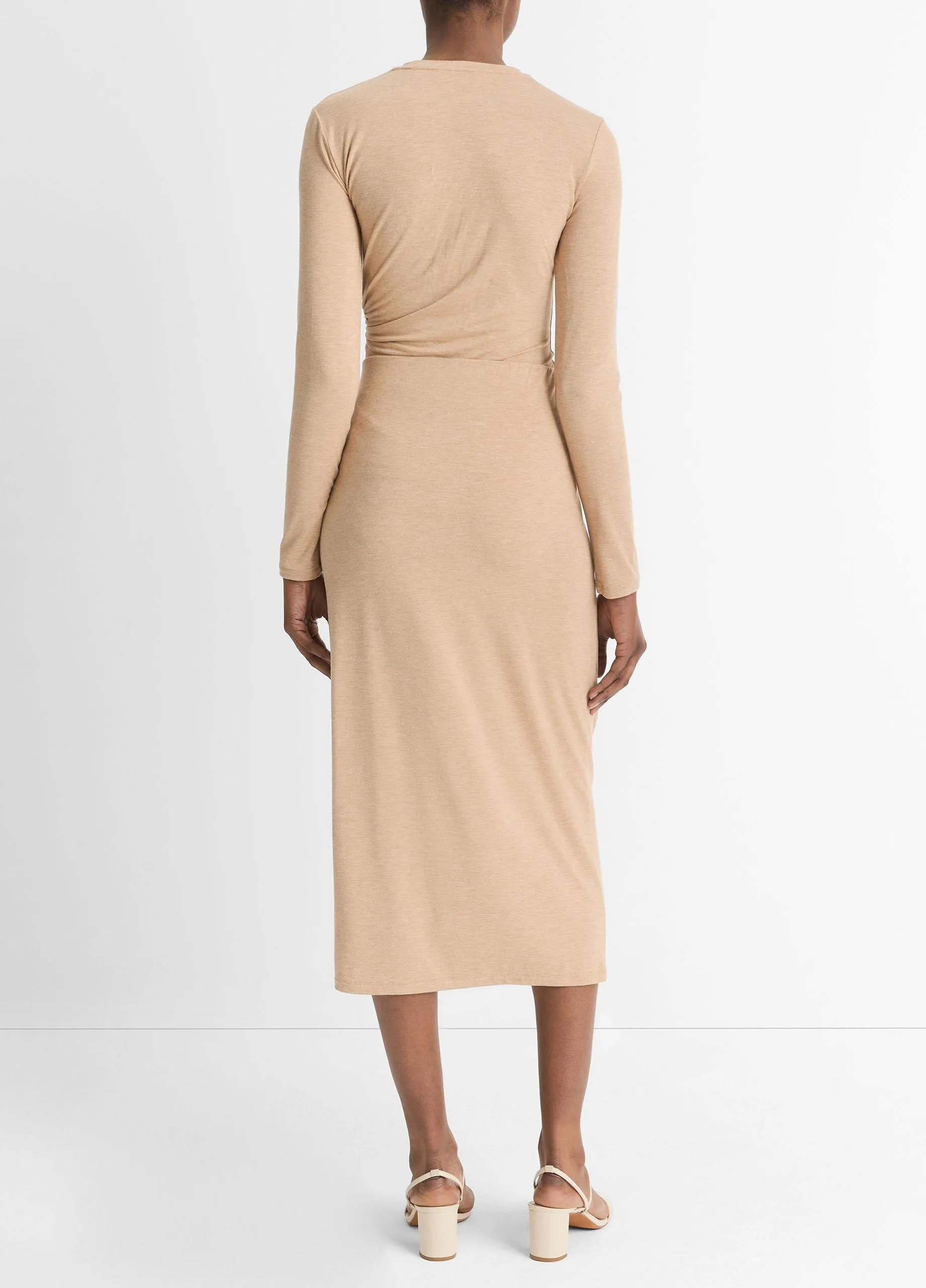 Side-Drape Jersey Midi Skirt