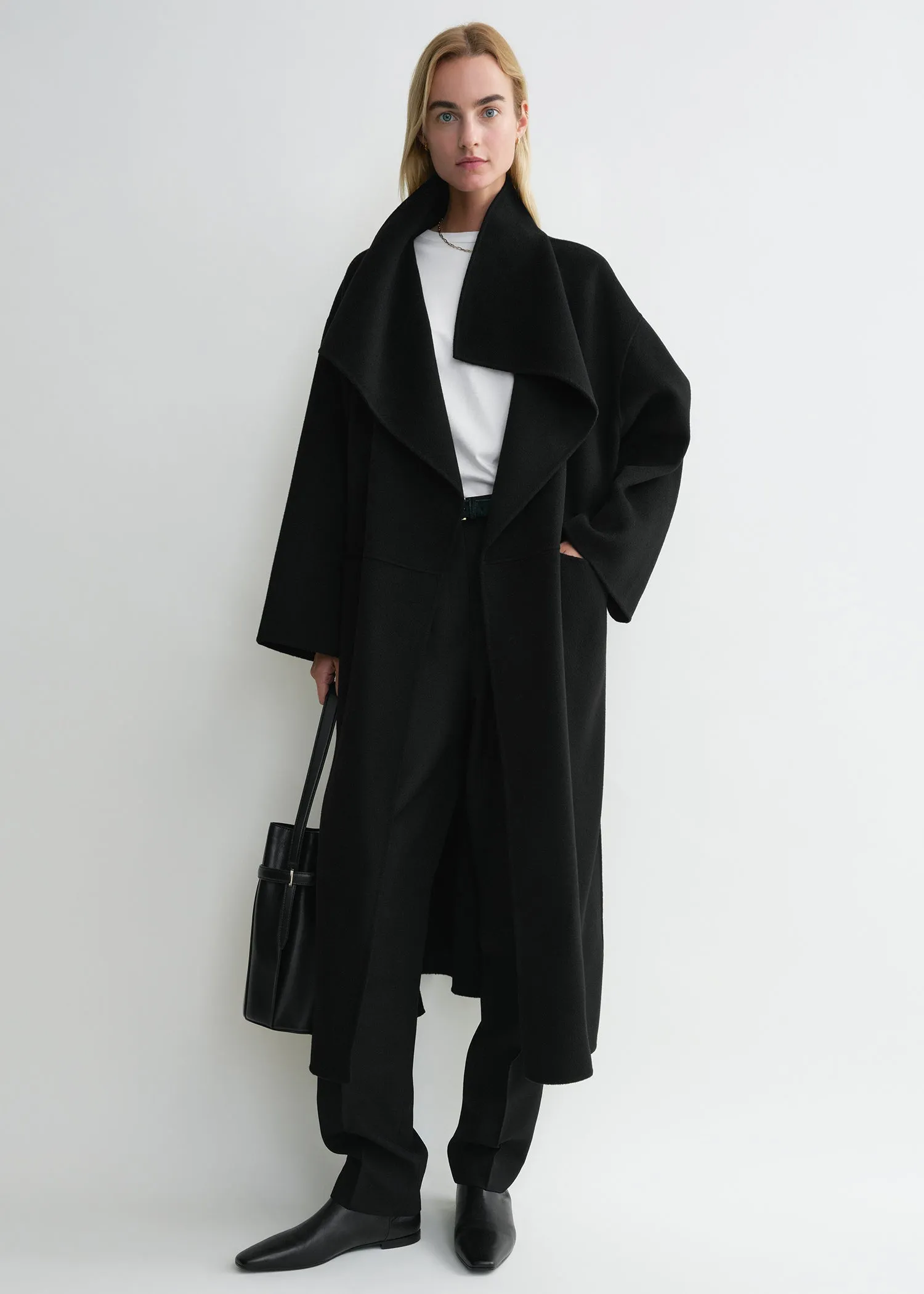 Signature wool cashmere coat black