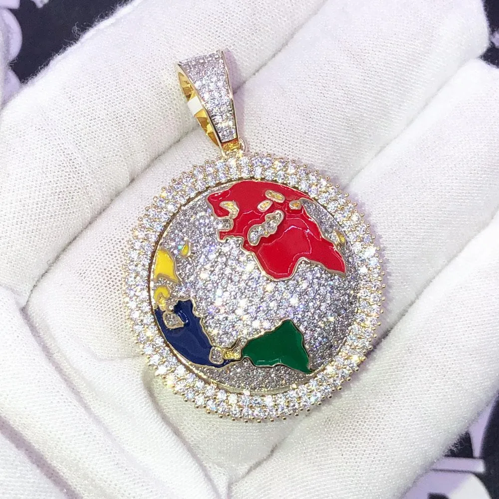 Spinning World Globe VVS CZ Hip Hop Bling Pendant