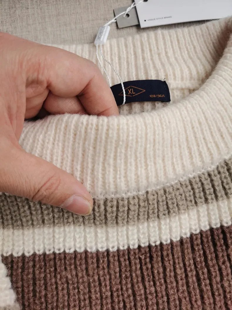 Stripe Embroidery Crochet Sweater