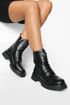 Toe Cap Detail Combat Boots