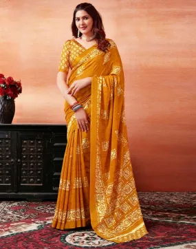 Turmeric Silk Printed Sarees