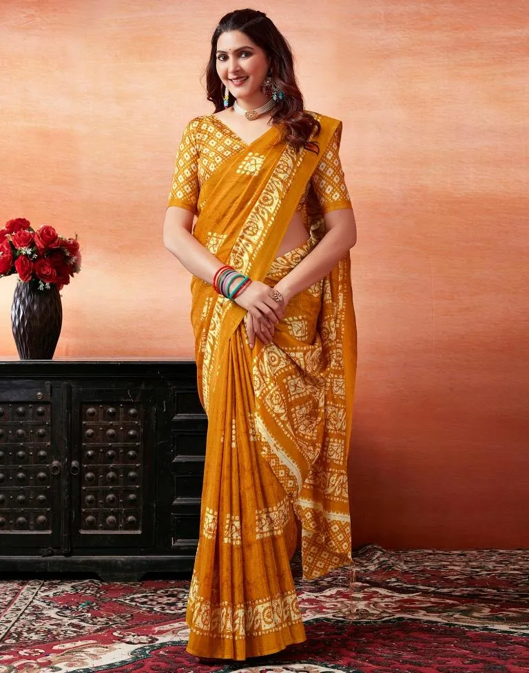 Turmeric Silk Printed Sarees