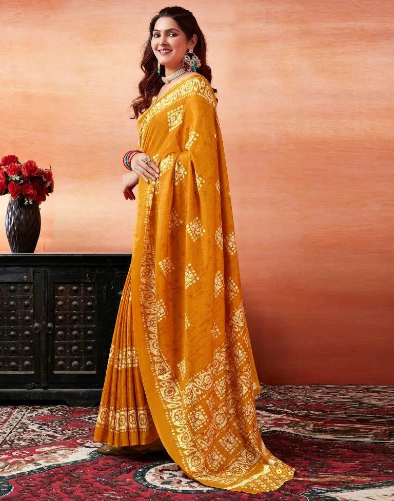 Turmeric Silk Printed Sarees