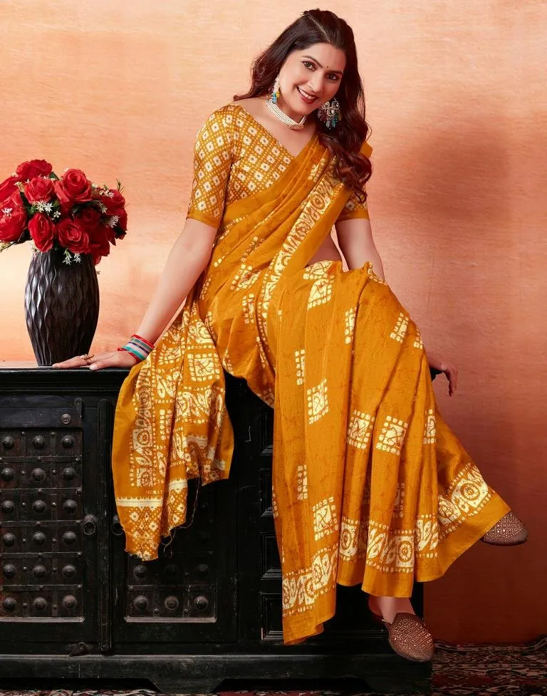 Turmeric Silk Printed Sarees