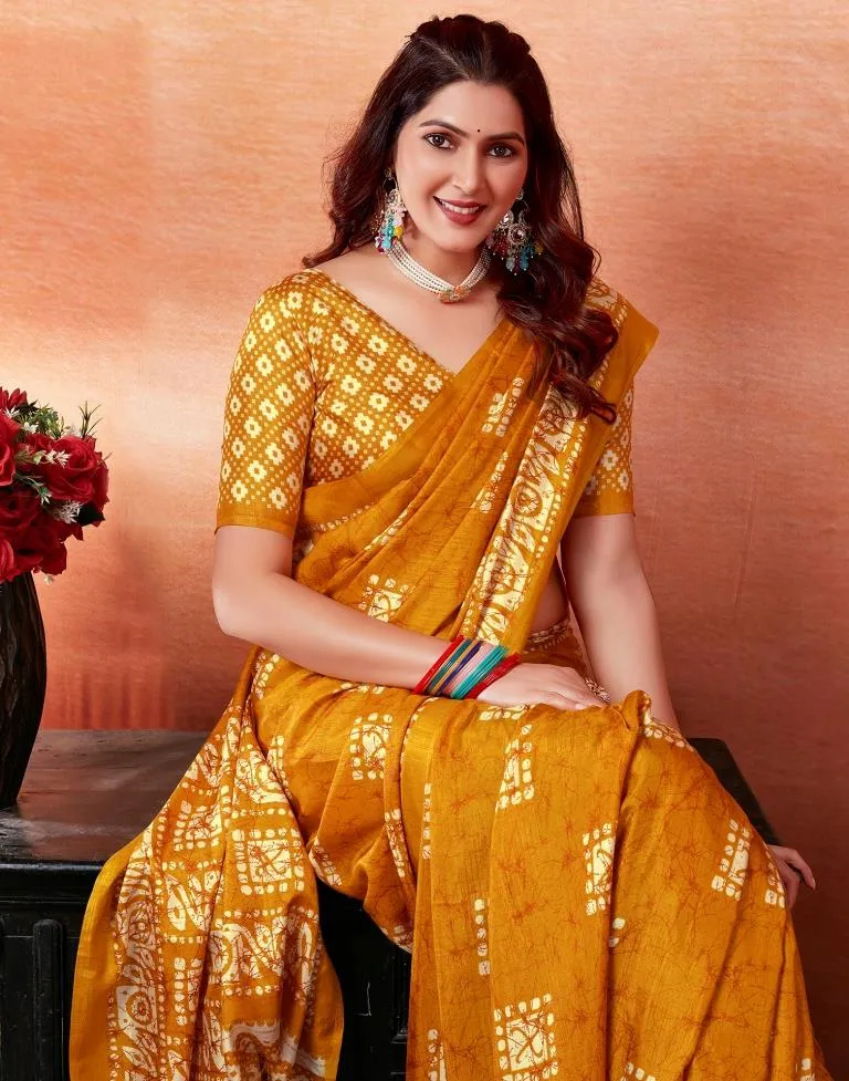 Turmeric Silk Printed Sarees