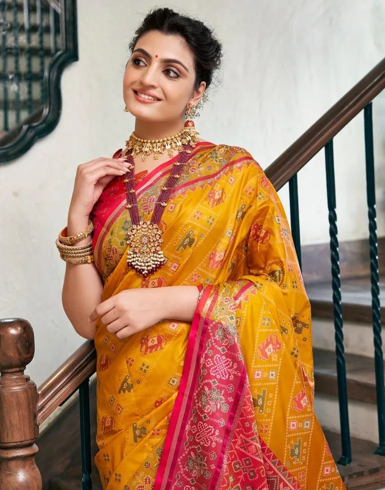 Turmeric Yellow Silk Woven Sarees