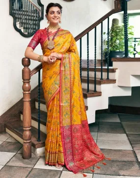 Turmeric Yellow Silk Woven Sarees