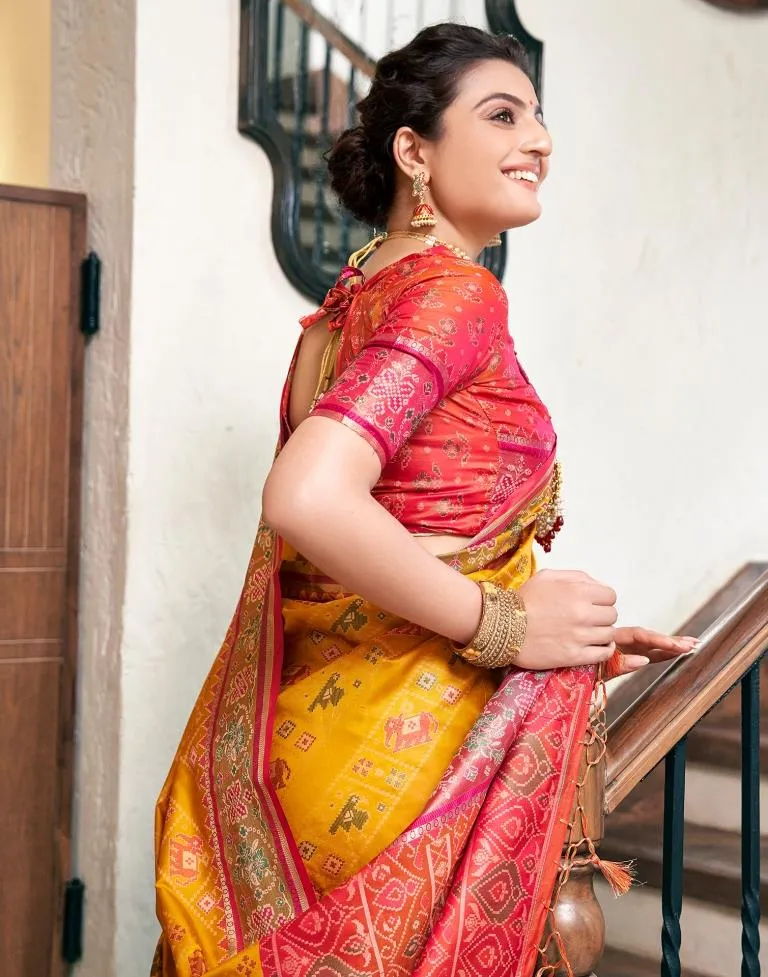 Turmeric Yellow Silk Woven Sarees