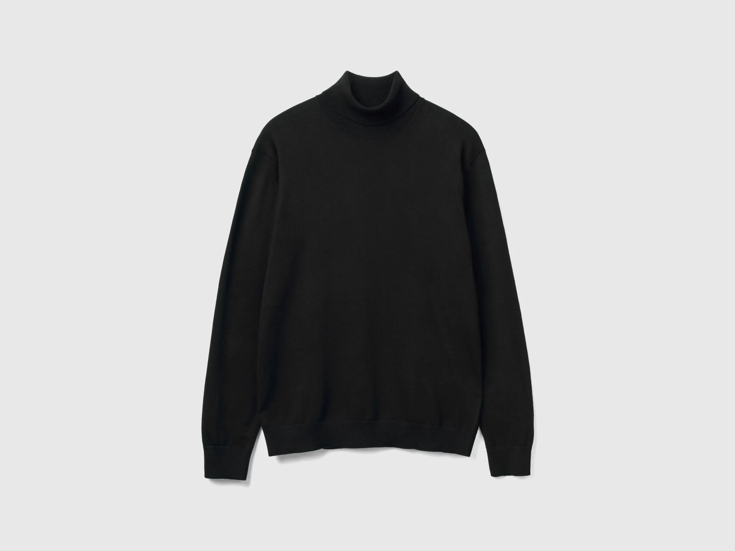 Turtleneck in lightweight cotton blend - Black | Benetton