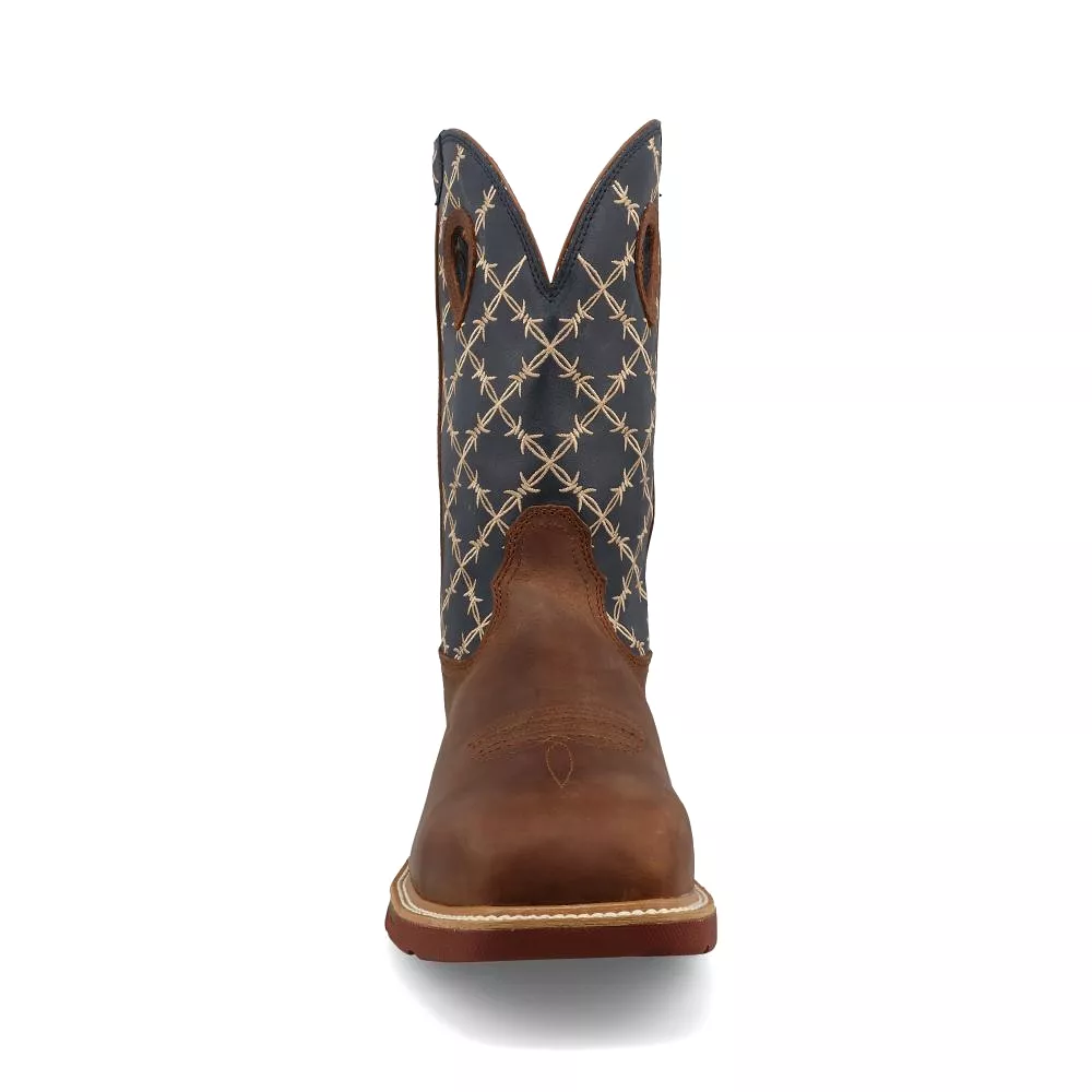 'Twisted X' Men's 12 Western MetGuard EH WP Comp Toe - Brown / Navy