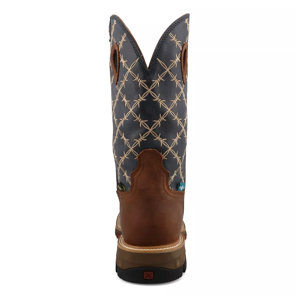 'Twisted X' Men's 12 Western MetGuard EH WP Comp Toe - Brown / Navy