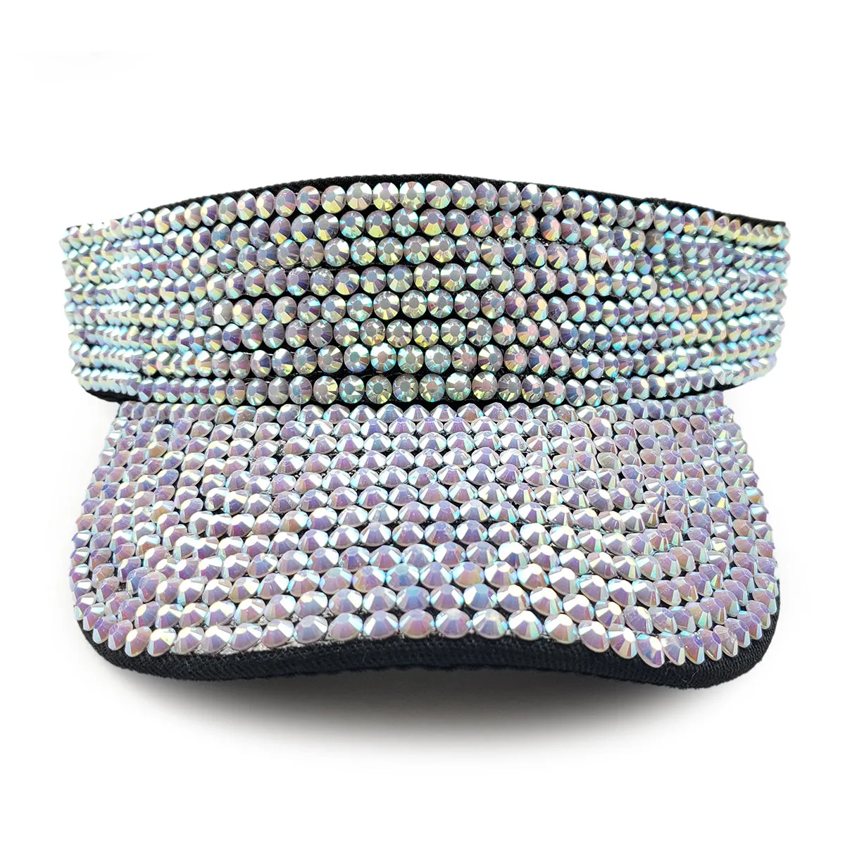 Victoria Visor in Black & AB Crystal