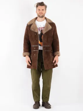 Vintage 70's Men Sheepskin Coat in Brown