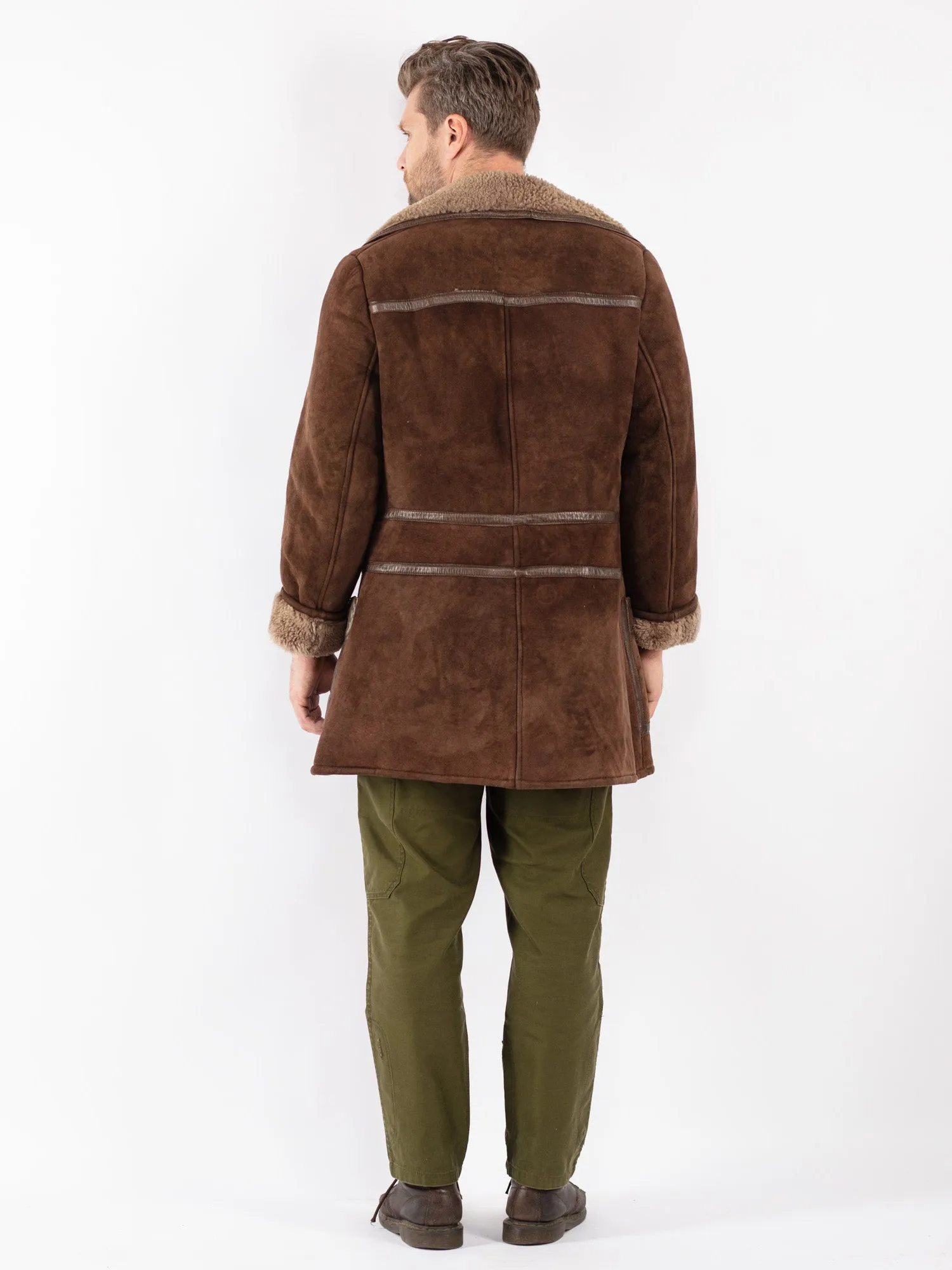 Vintage 70's Men Sheepskin Coat in Brown