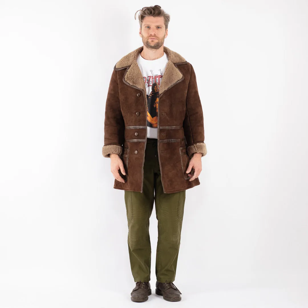 Vintage 70's Men Sheepskin Coat in Brown