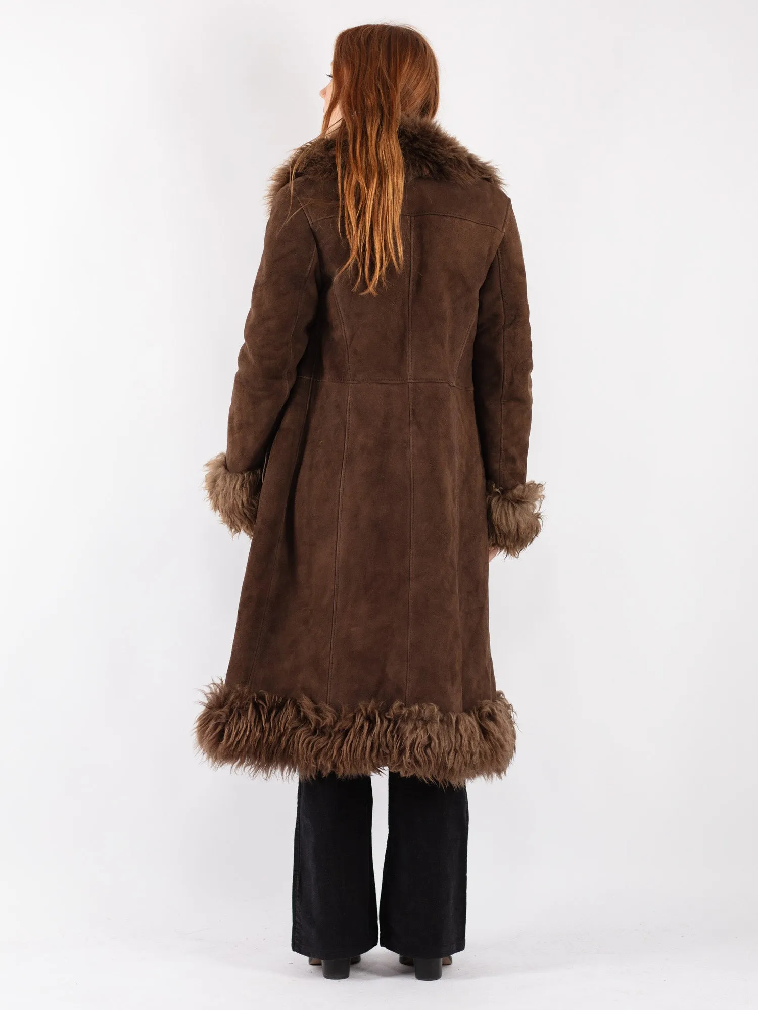 Vintage 70's Women Penny Lane Sheepskin Coat in Brown