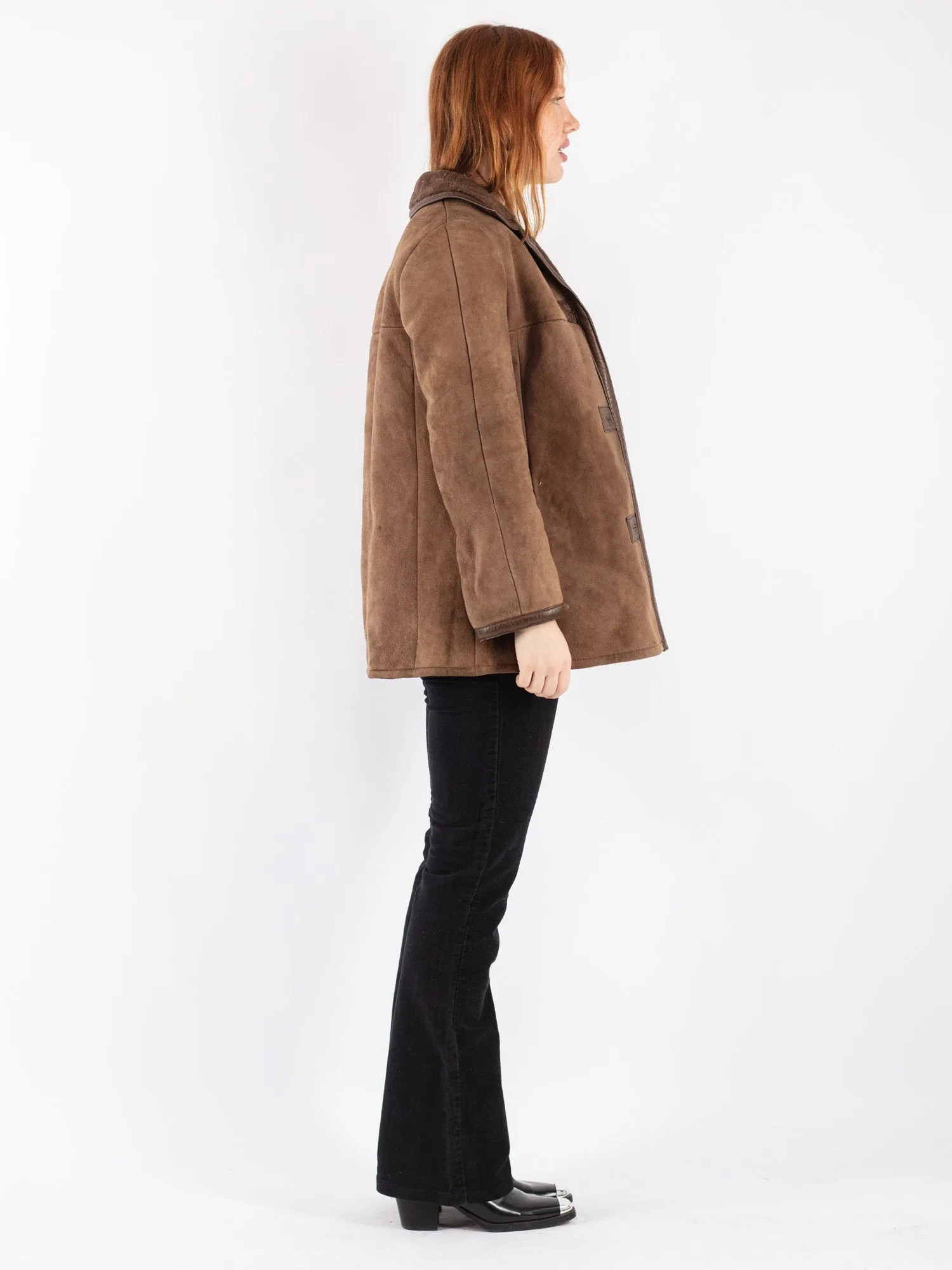 Vintage 70's Women Sheepskin Coat in Brown