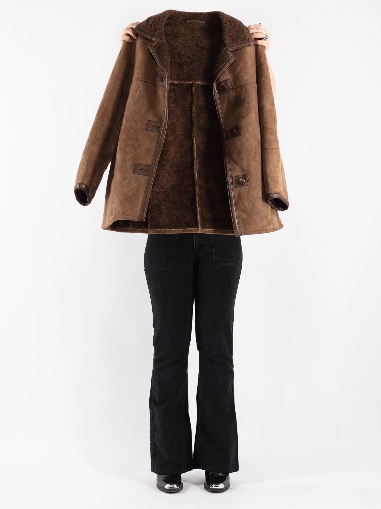 Vintage 70's Women Sheepskin Coat in Brown