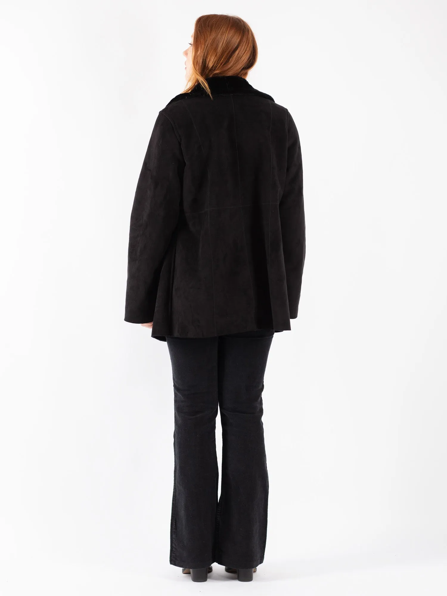 Vintage 90's Women Sherpa Coat in Black