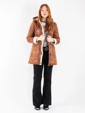 Vintage 90's Women Sherpa Coat in Brown