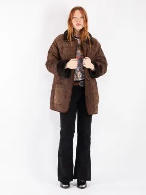 Vintage 90's Women Suede Sherpa Coat in Brown