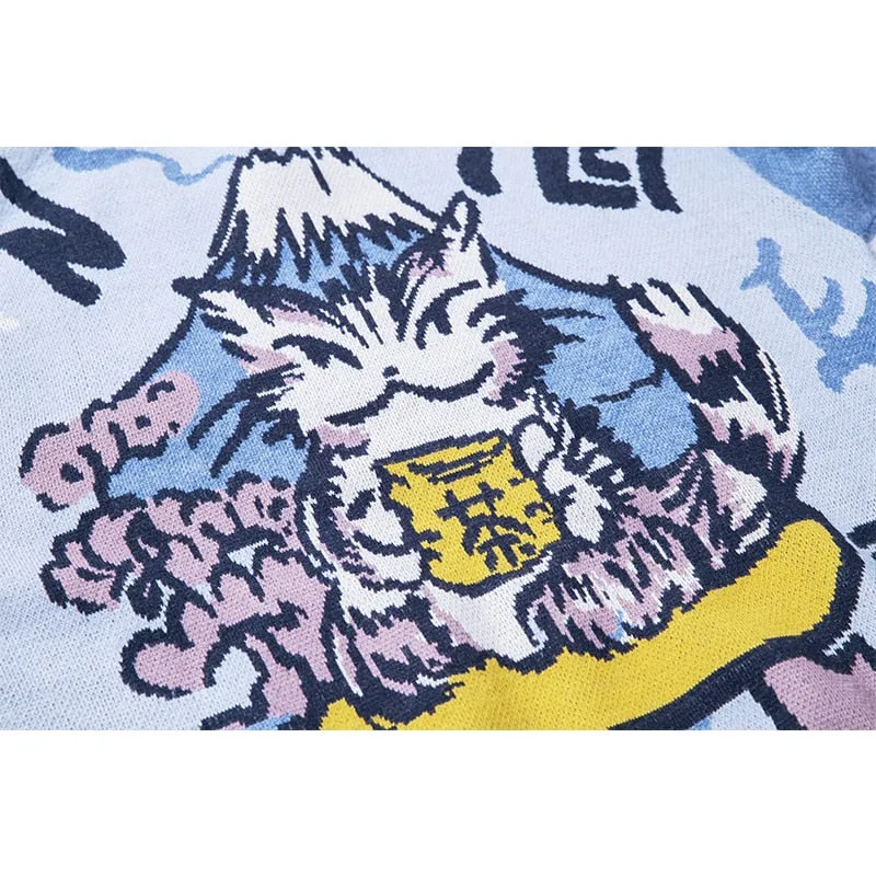 Volcano Cat Japanese Anime Graphic Sweater