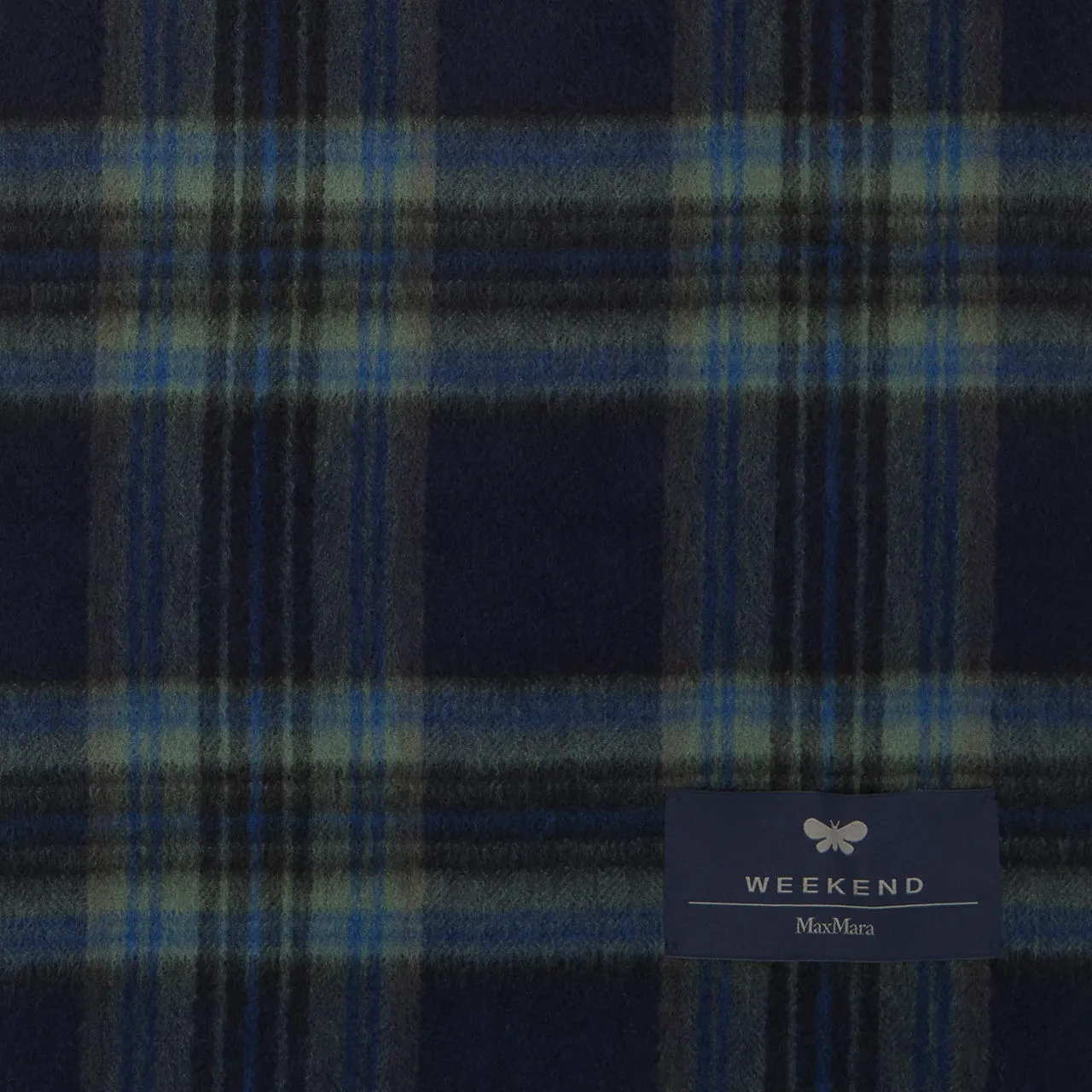 WEEKEND MAX MARA Tartan Cashmere Scarf - Navy