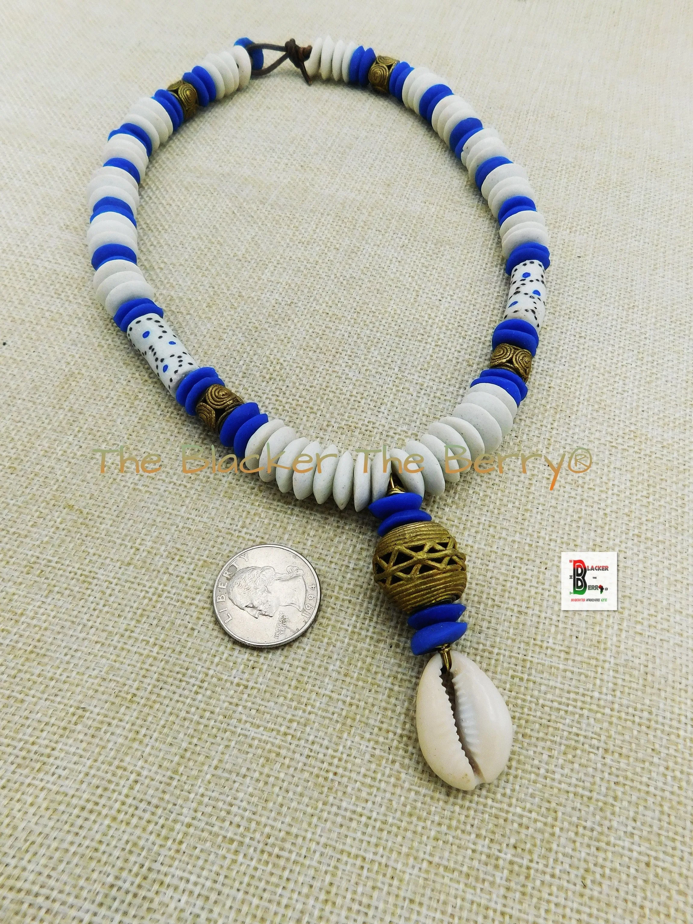 White Necklace Beaded Blue Jewelry Men Women