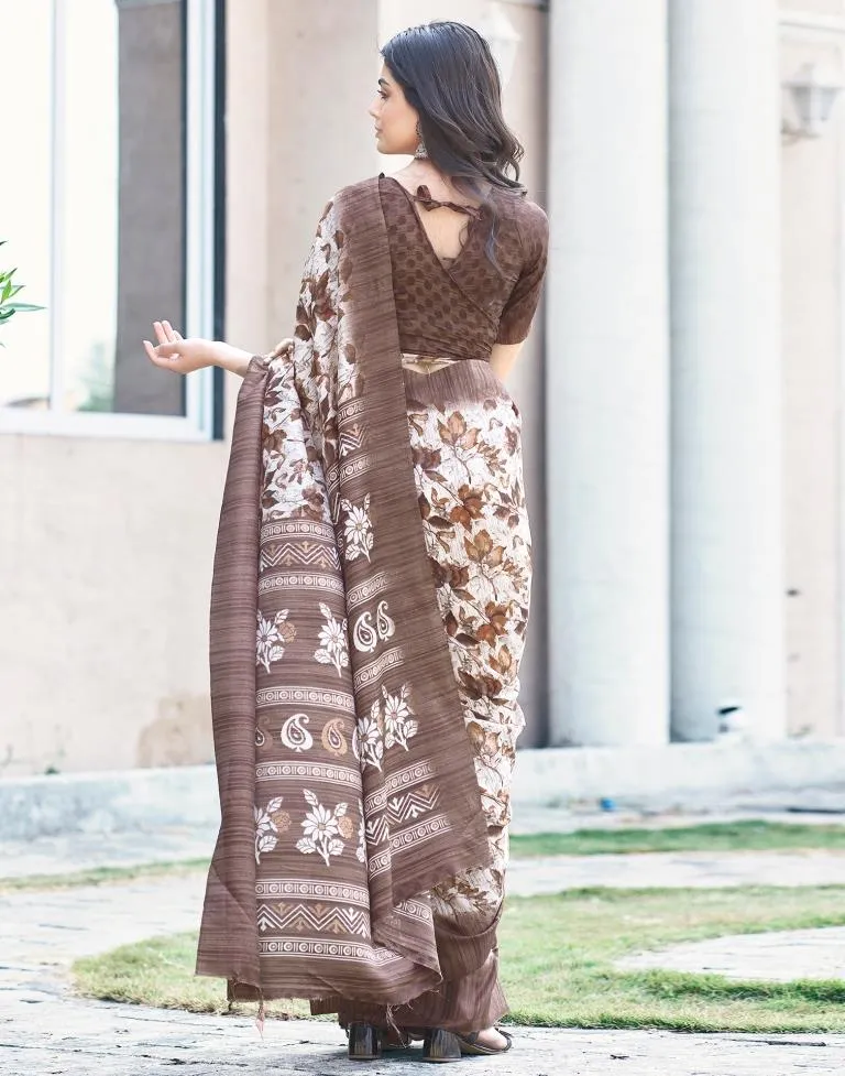 White Silk Printed Sarees