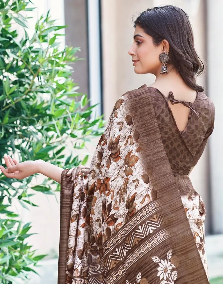 White Silk Printed Sarees