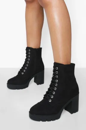 Wide Width Block Heel Platform Combat Boots