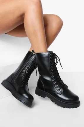 Wide Width Calf Height Combat Boots