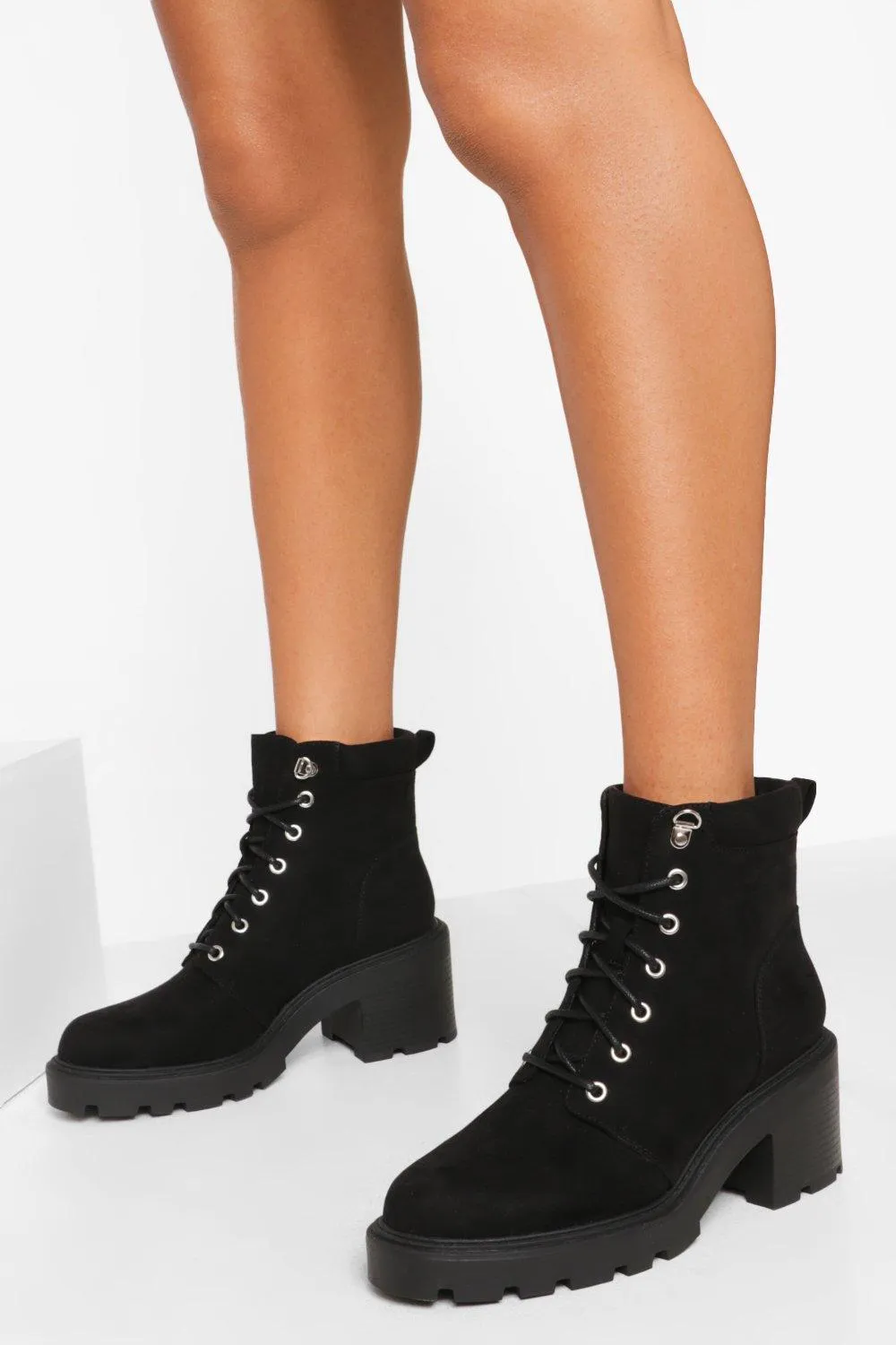 Wide Width Chunky Heeled Combat Boots