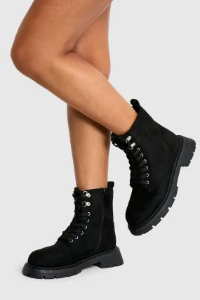 Wide Width Chunky Lace Up Combat Boots