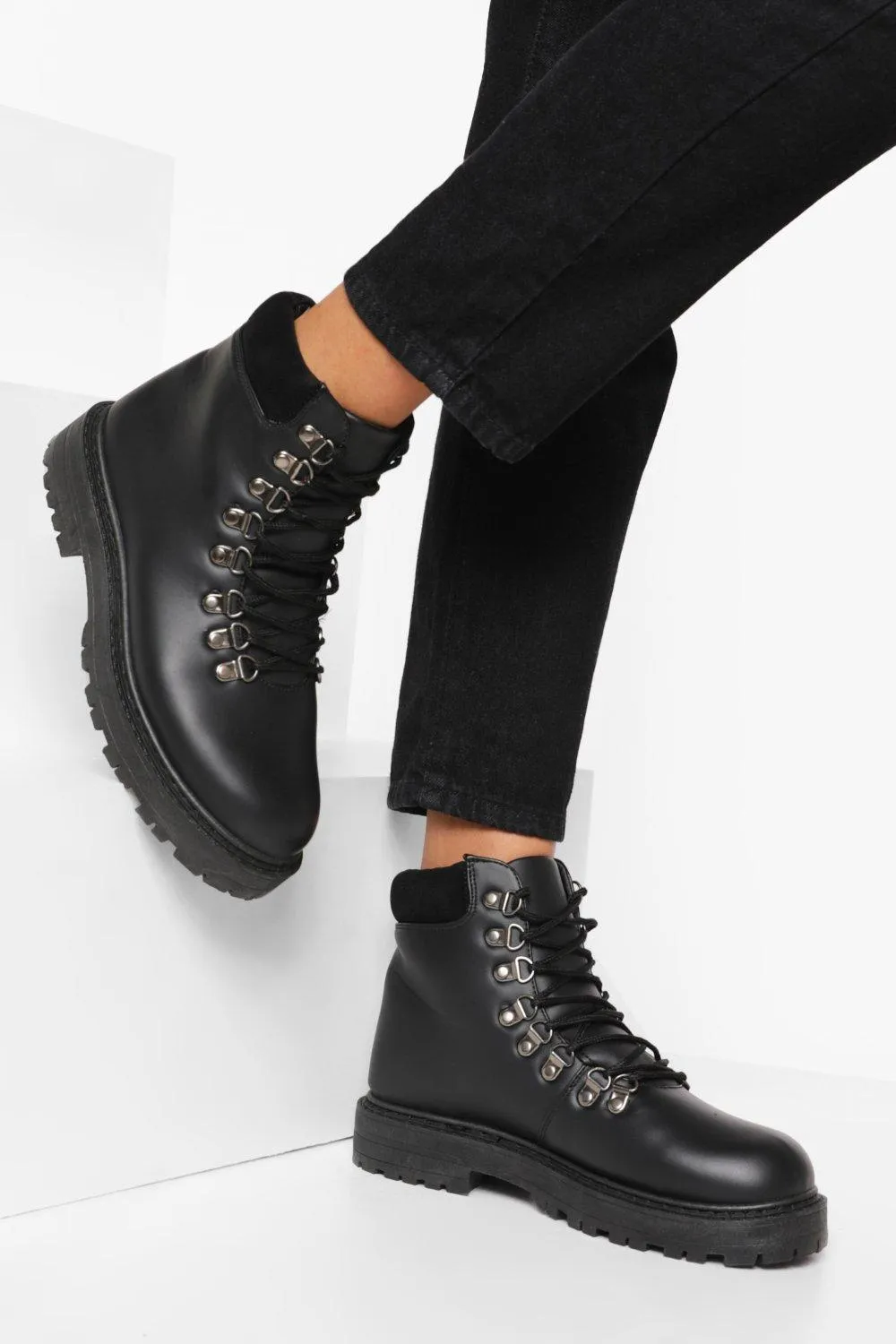 Wide Width Lace Up Combat Boots