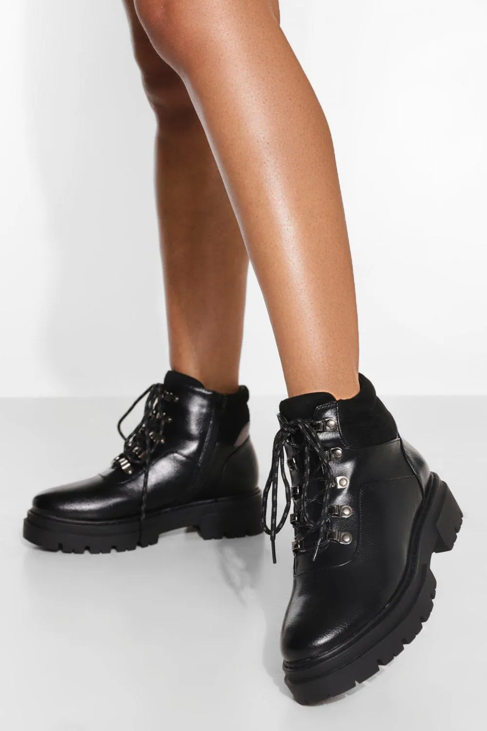 Wide Width Padded Cuff Chunky Combat Boots