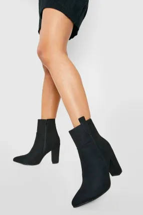 Wide Width Tab Detail Block Heel Shoe Boot