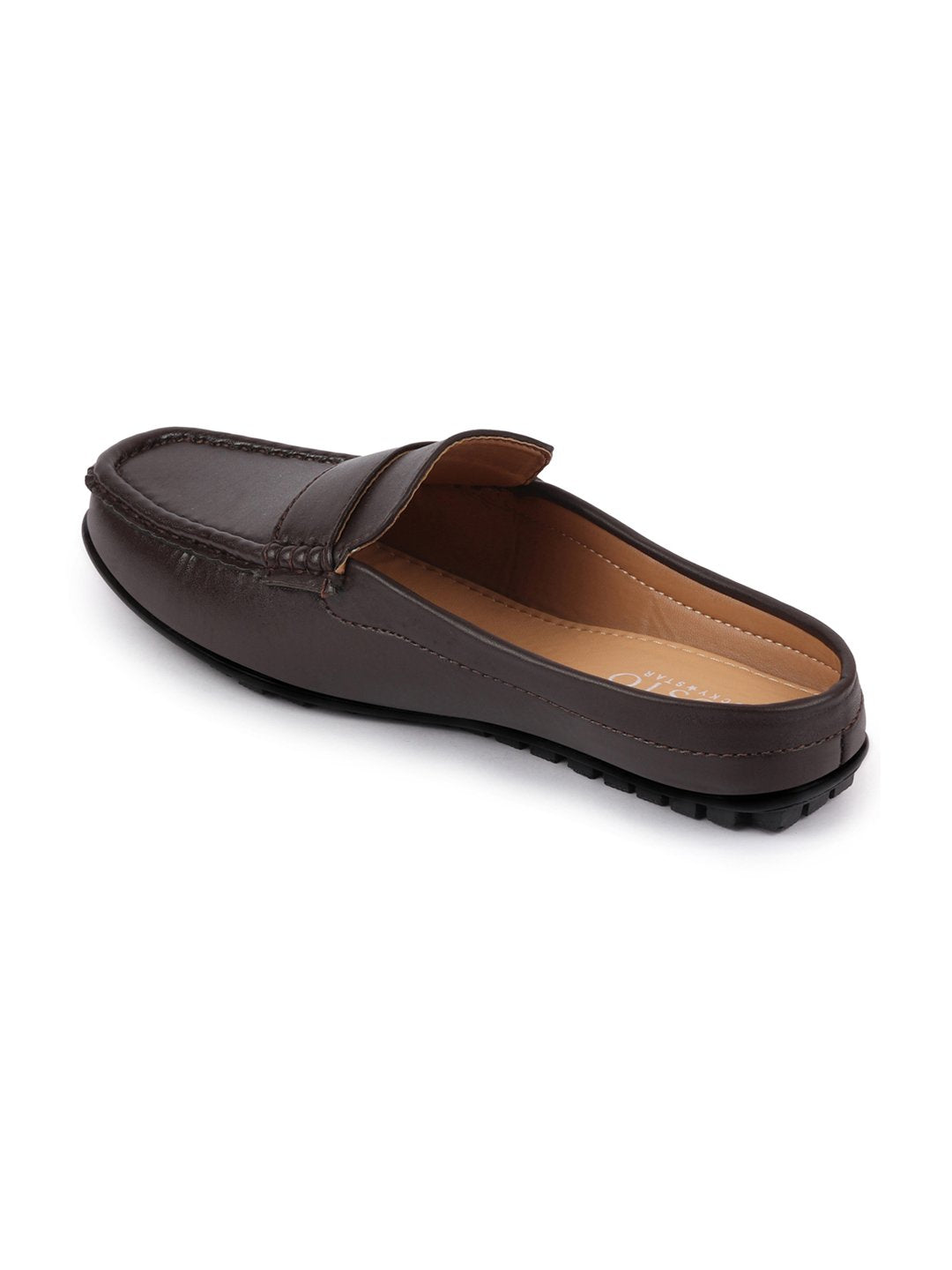 Women Brown Back Open Mocassin Slip On Shoes