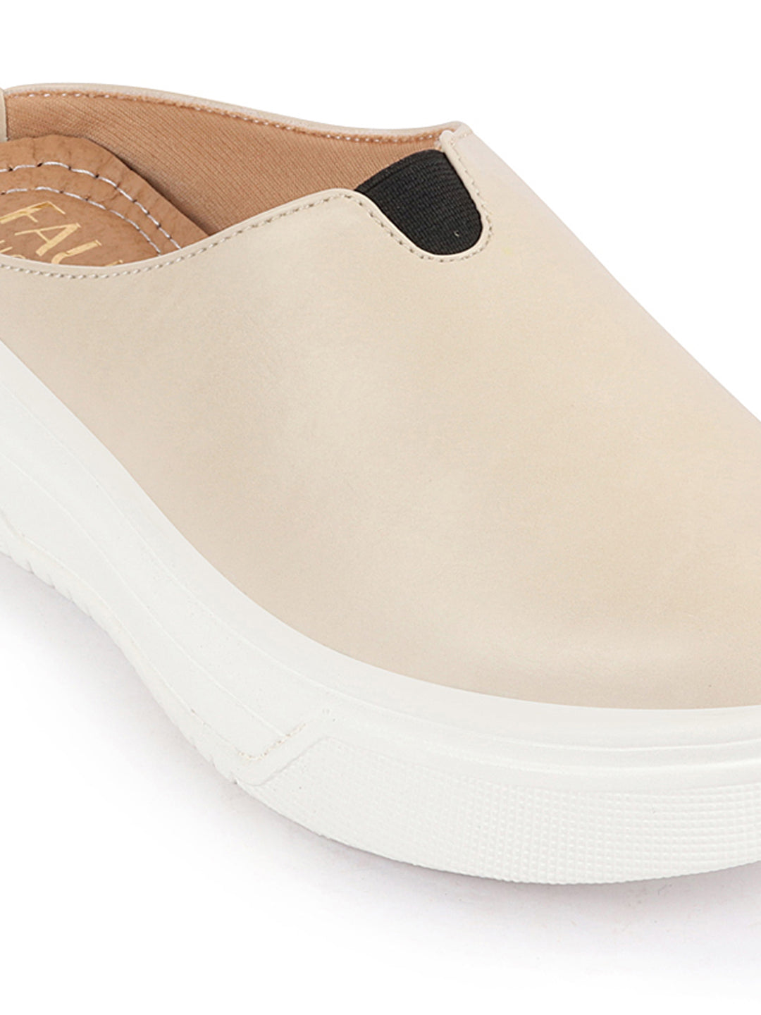 Women Cream Outdoor Fashion Comfort Open Back Platform Heel Slip On Casual Shoes