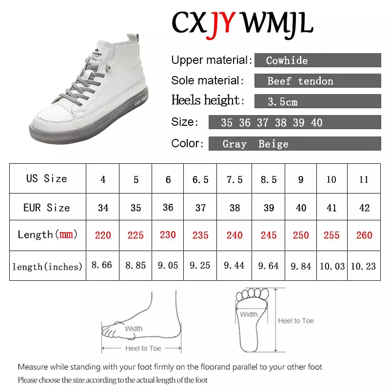 Women Genuine Leather Sneakers Spring High-top Casual Shoes Autumn First Layer Cowhide Ladies High Top Vulcanized Shoes