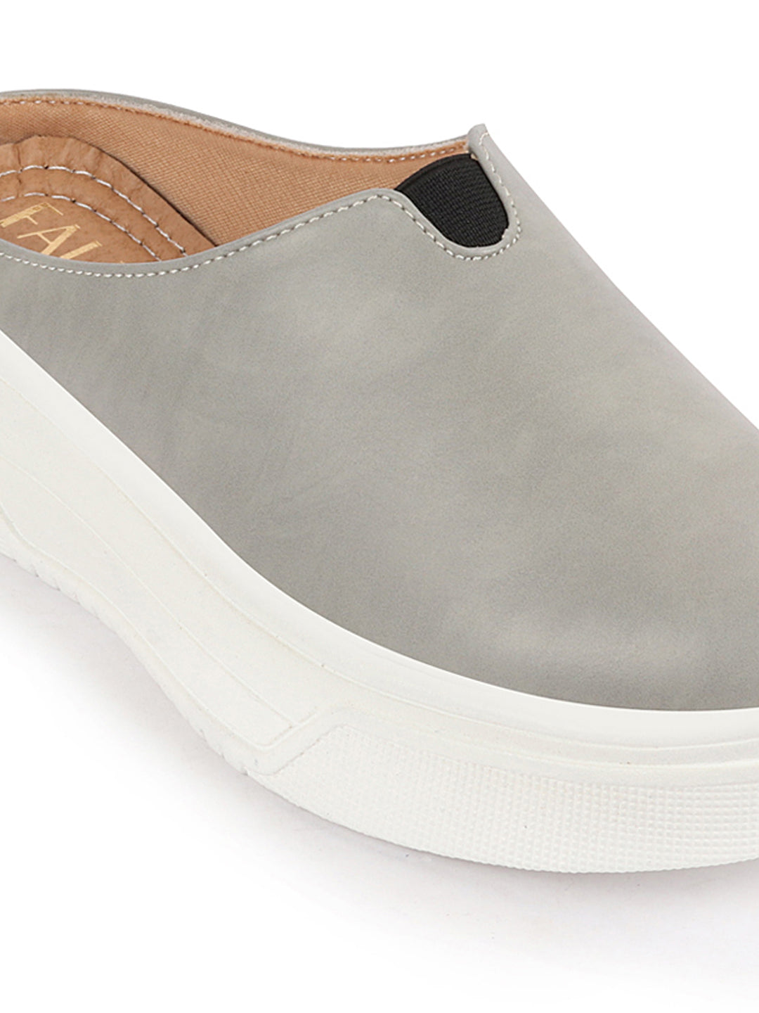 Women Grey Outdoor Fashion Comfort Open Back Platform Heel Slip On Casual Shoes