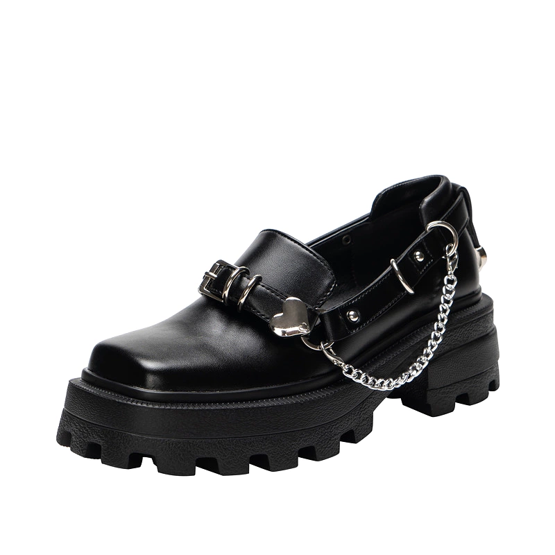 Women Heart Chain Leather Shoes 