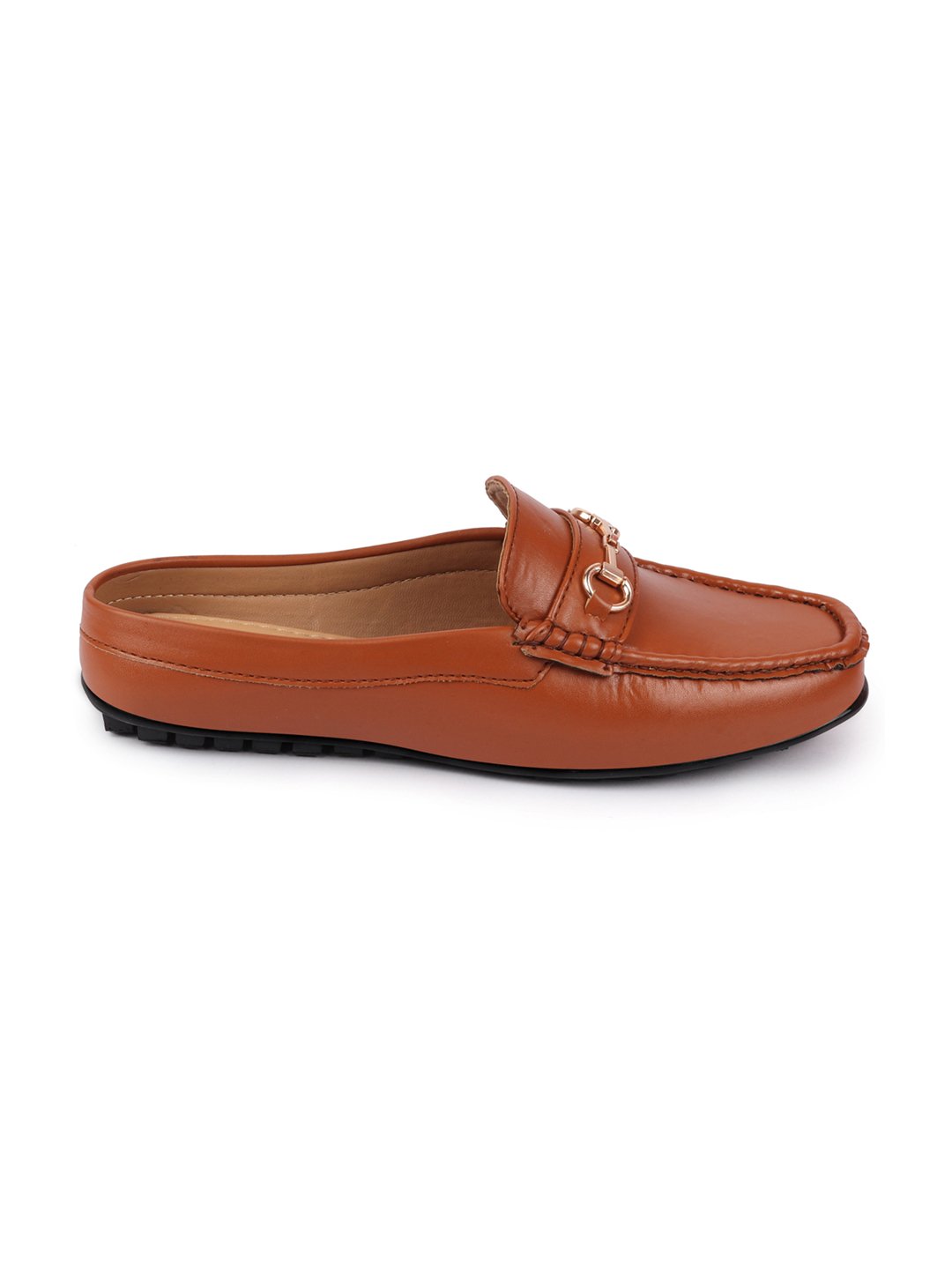 Women Tan Back Open Mocassin Slip On Shoes